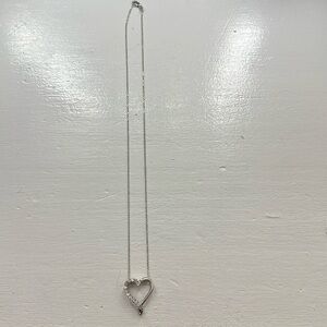 Silver heart diamond necklace